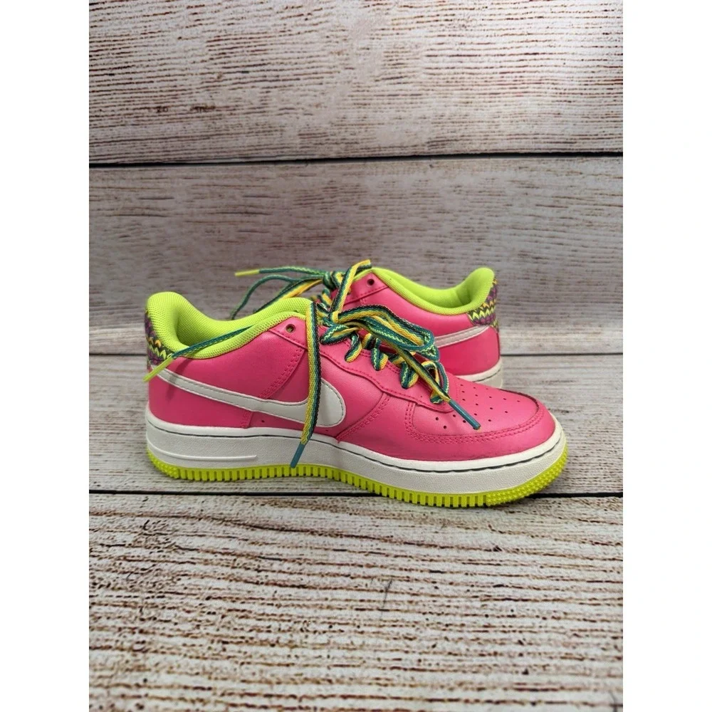 Nike Air Force 1 Low GS Pink Blast Volt Shoes Size 4Y CW5761-600 Used